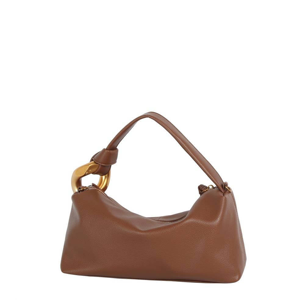 Chunky Link Handle Hobo Baguette Bag