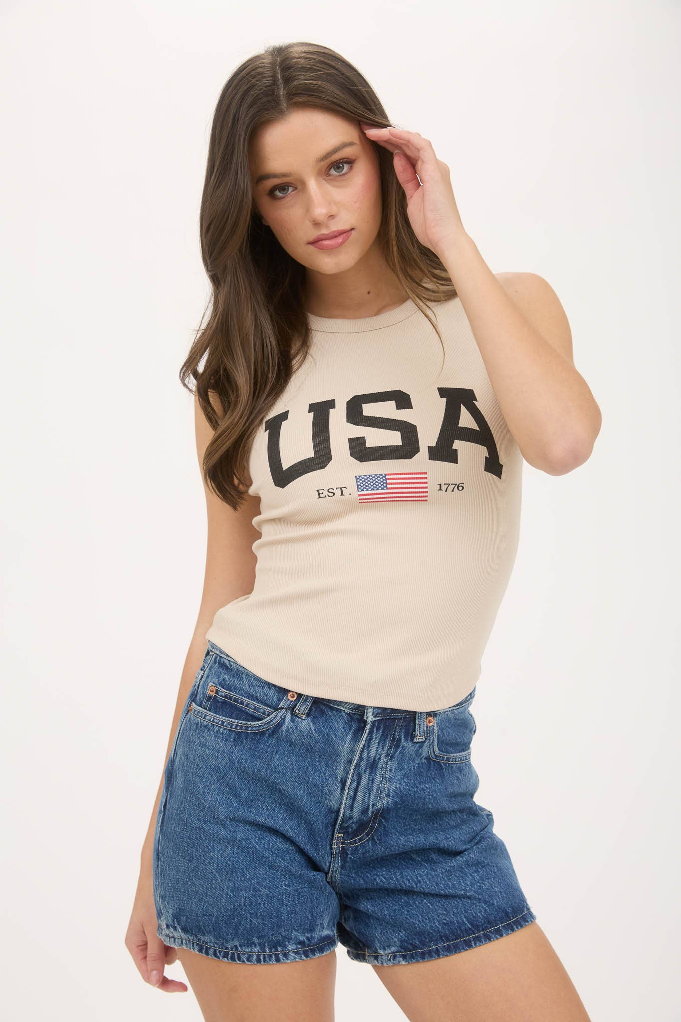 USA AMERICA GRAPHIC KNIT TANK TOP