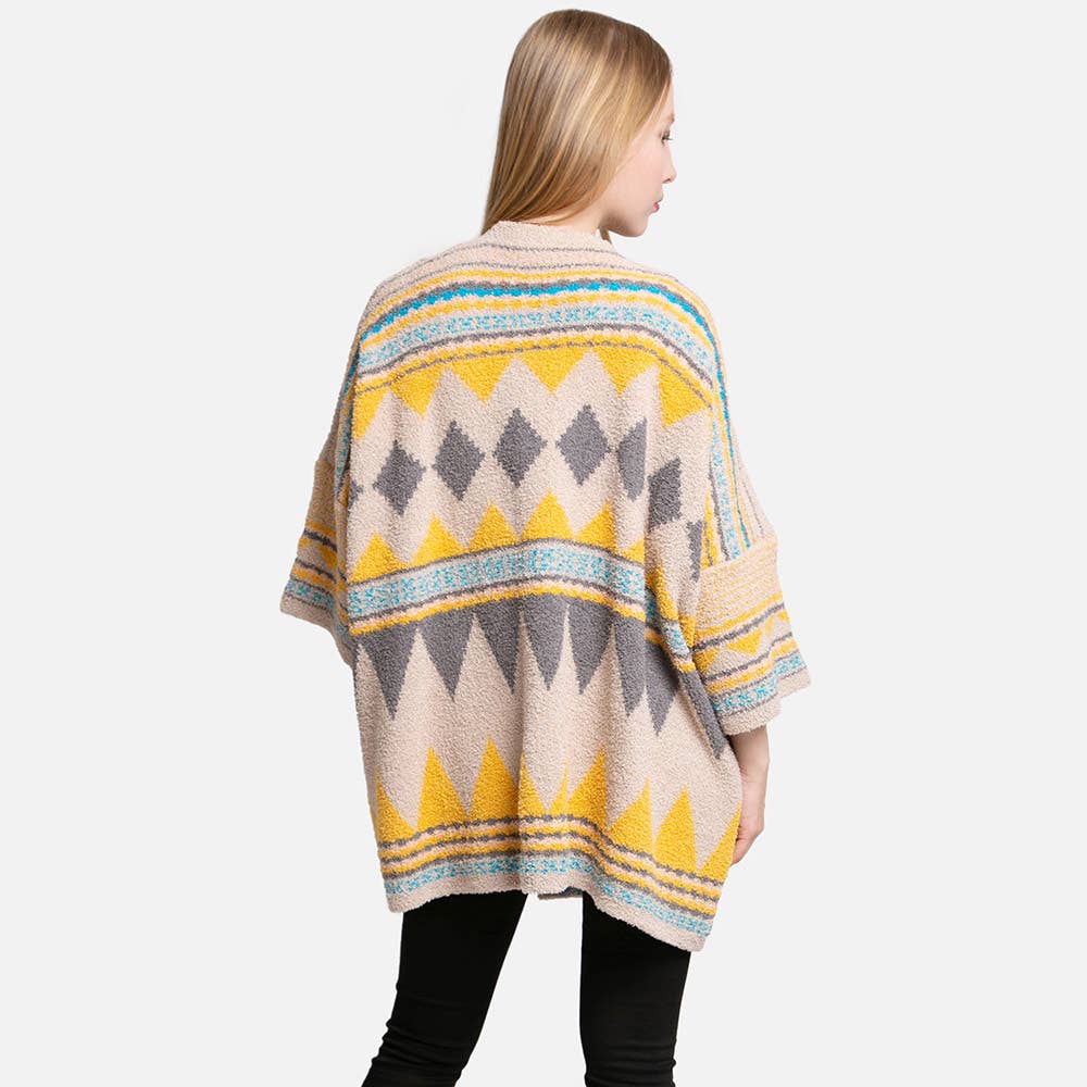 Tribal Patterned Front Pockets Cardigan