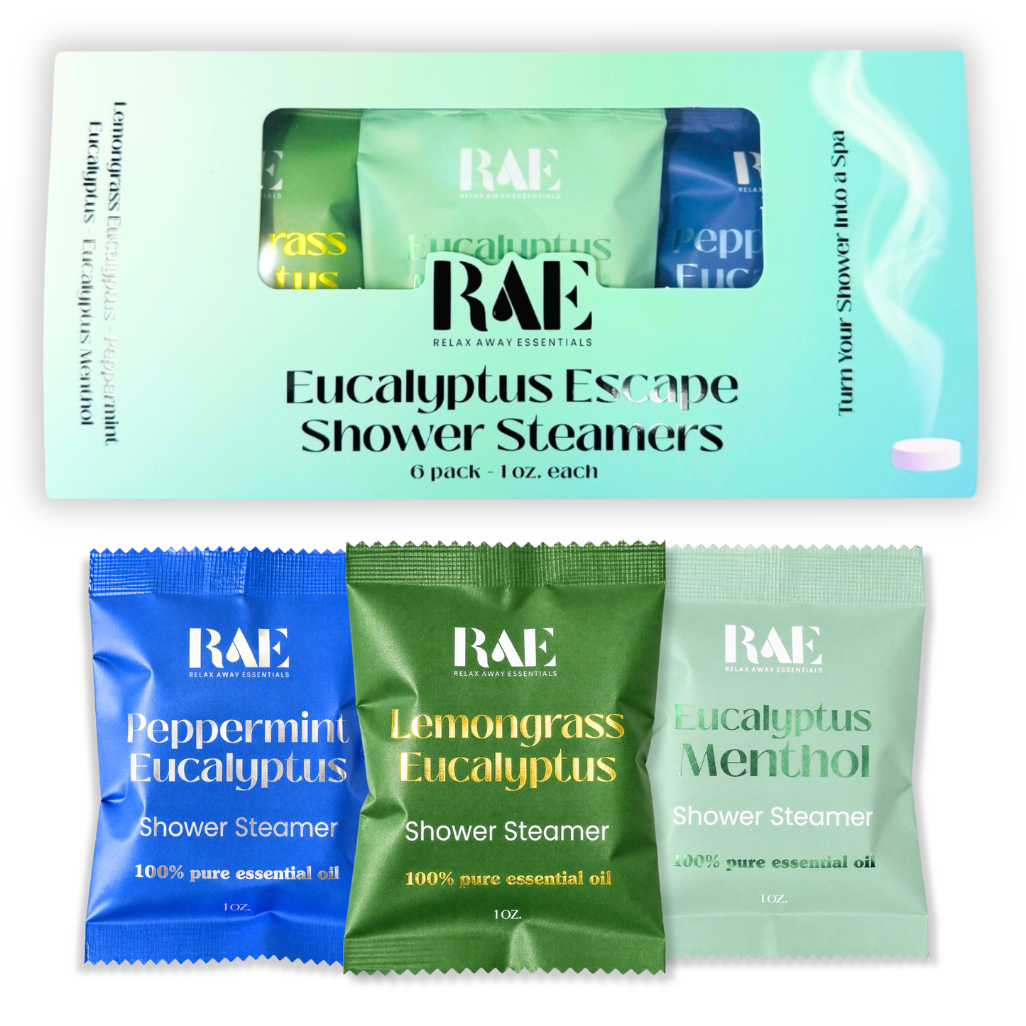 Eucalyptus Escape Shower Steamers 6 Pack - Made in USA - Spa