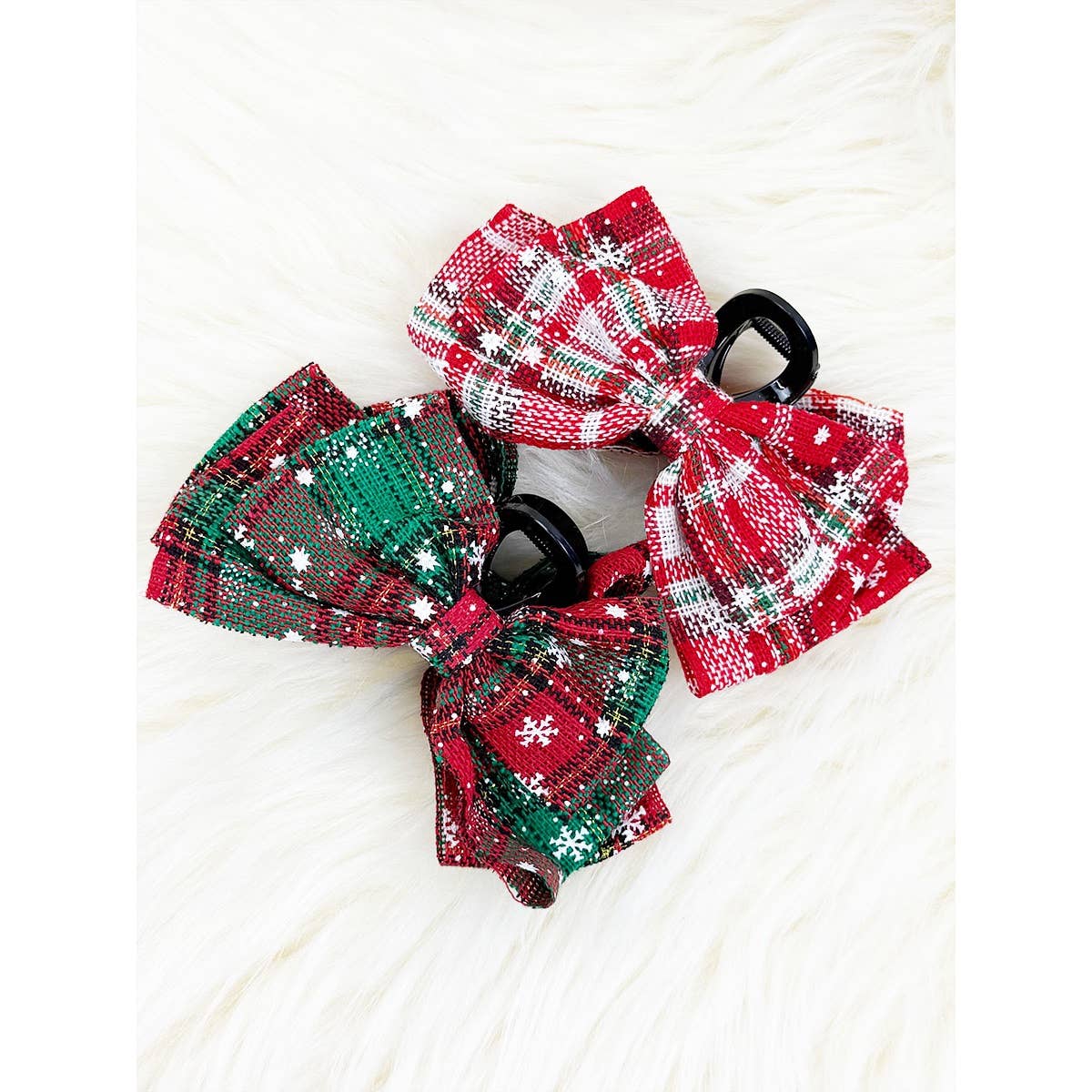 Christmas Fabric Bow Hair Claw Clip
