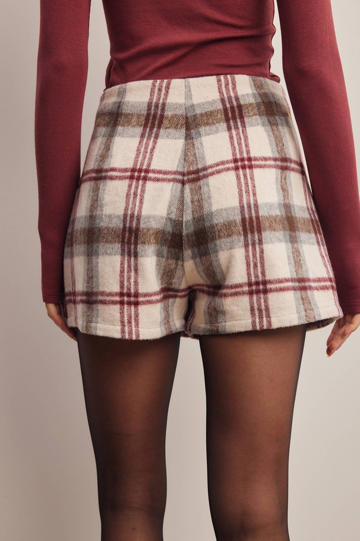 Plaid Wool Blend Skort