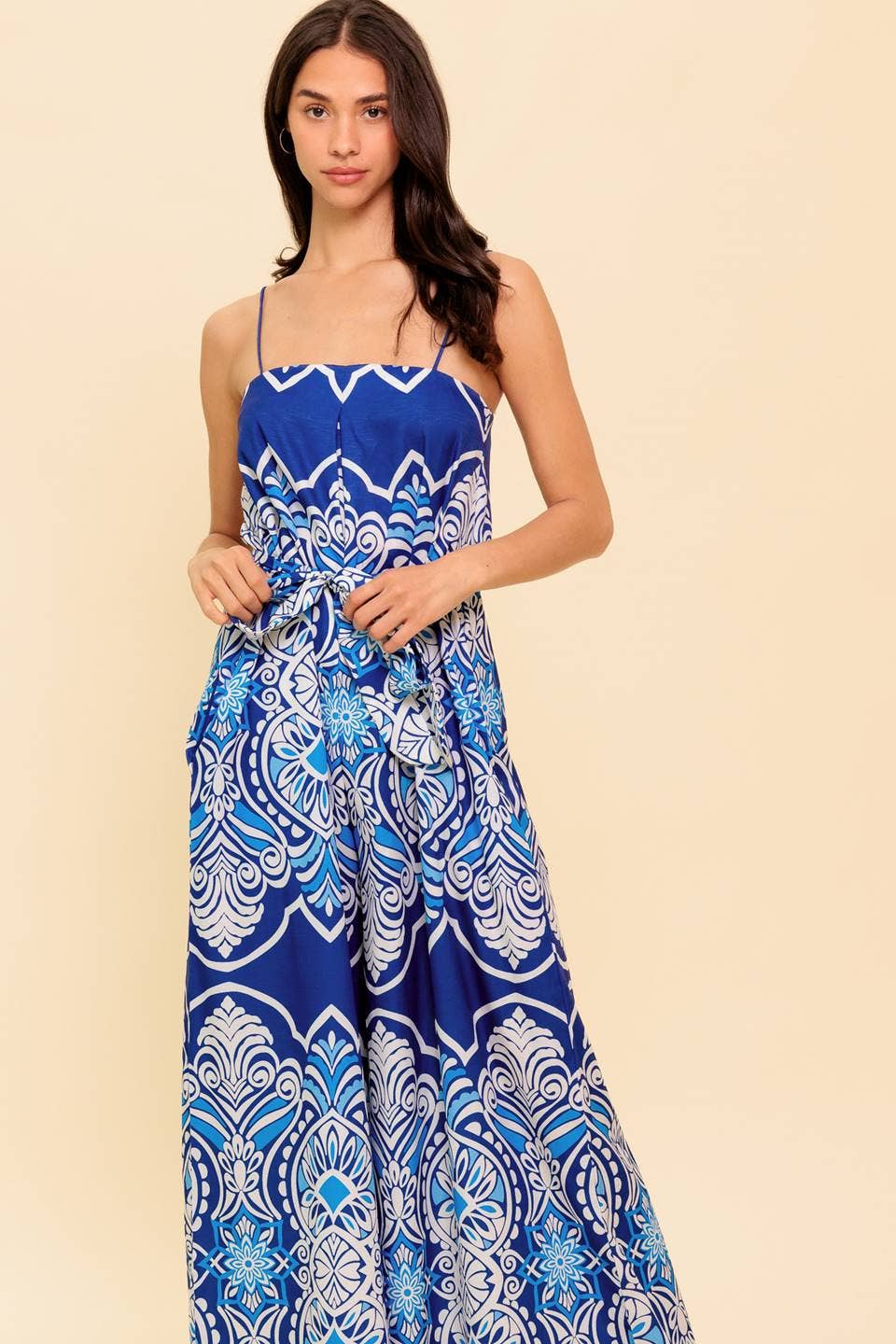 A printed woven jumpsuit