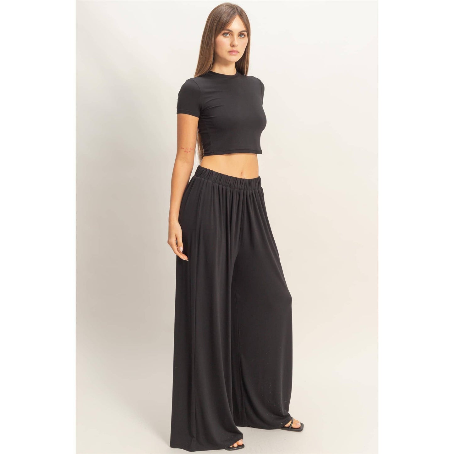 Short Sleeve Top & Wide Leg Pants Set