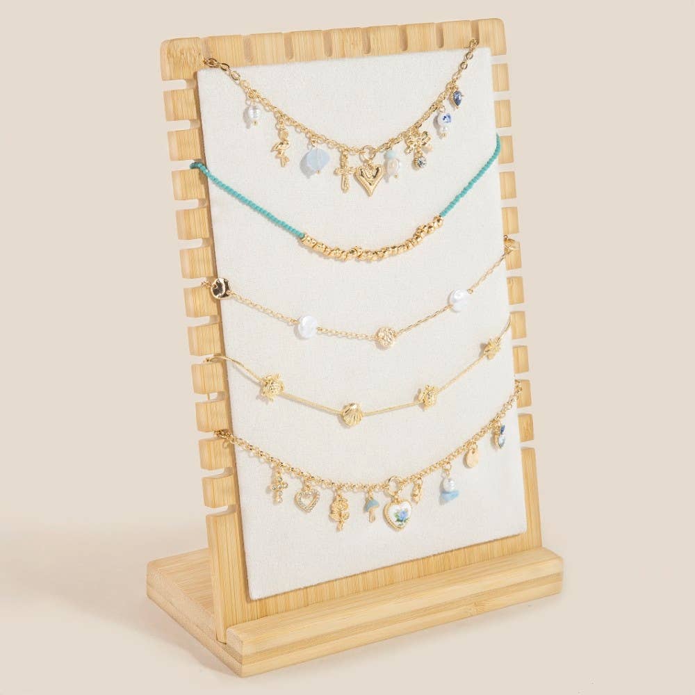 Multi Tier Bamboo Necklace Display Stand