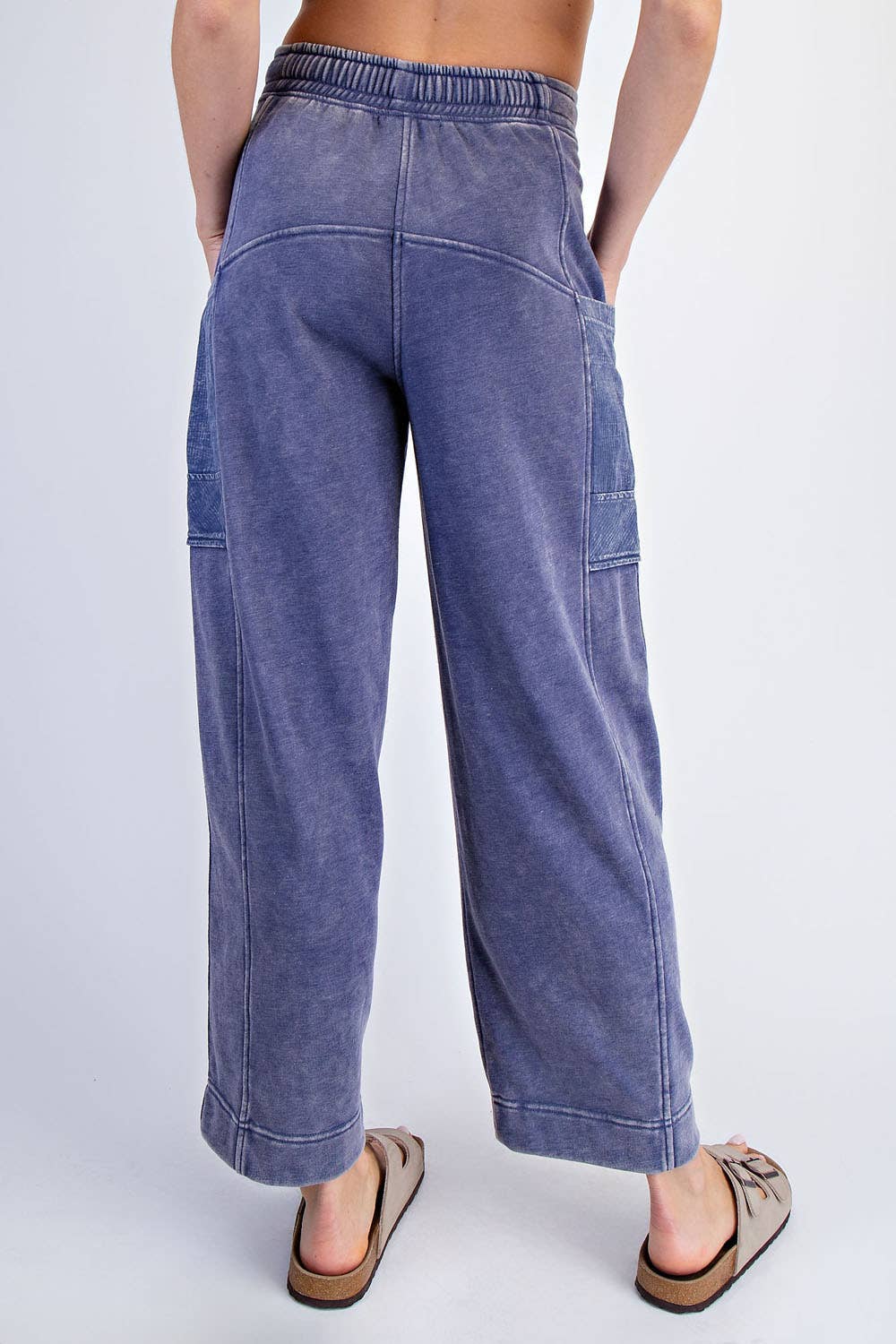 MINERAL WASHED FRENCH TERRY CROPPED CARGO PANT