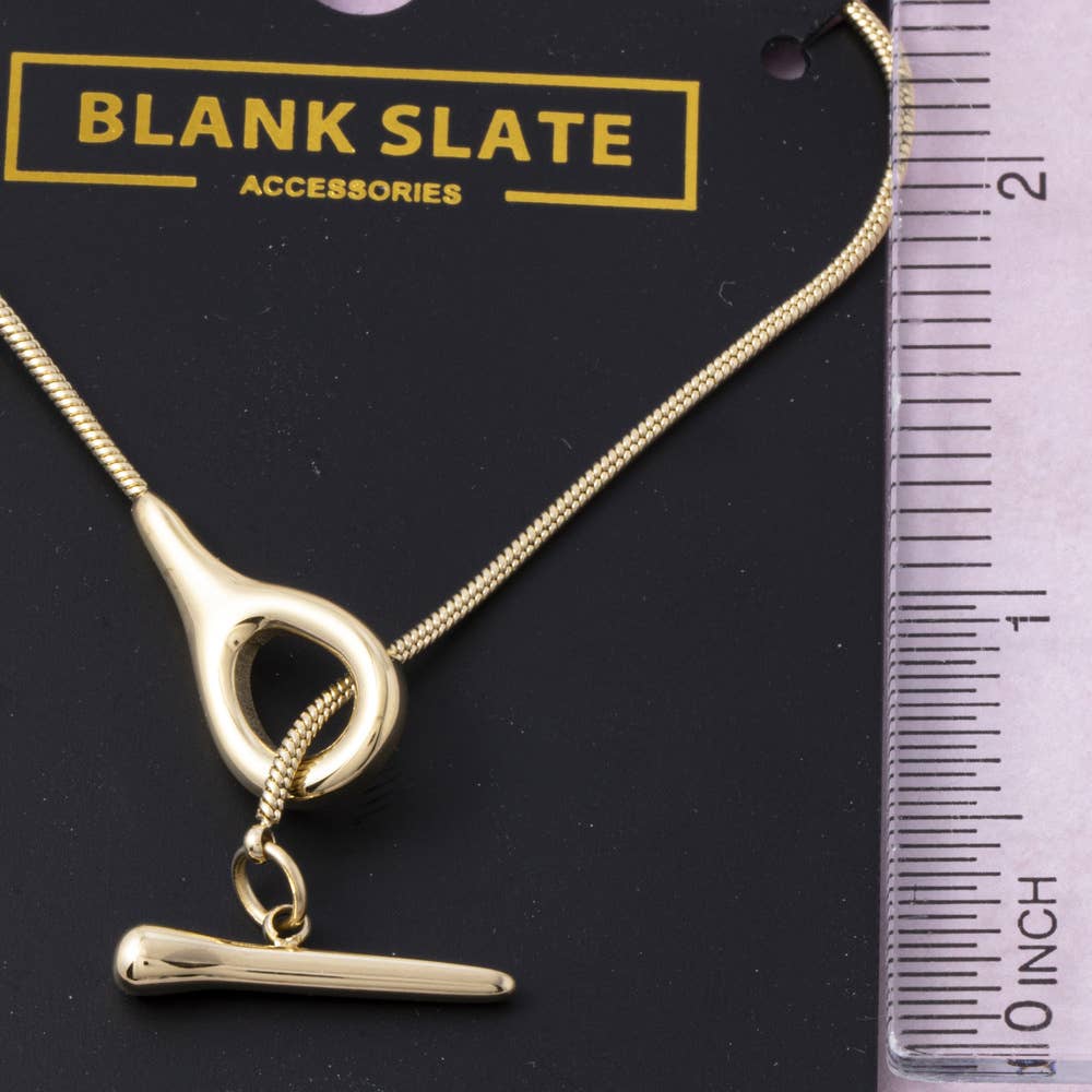 Gold Dipped Toggle Drop Lariat Necklace