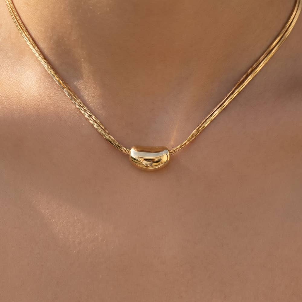 Gold Dipped Double Strand Bead Slider Necklace