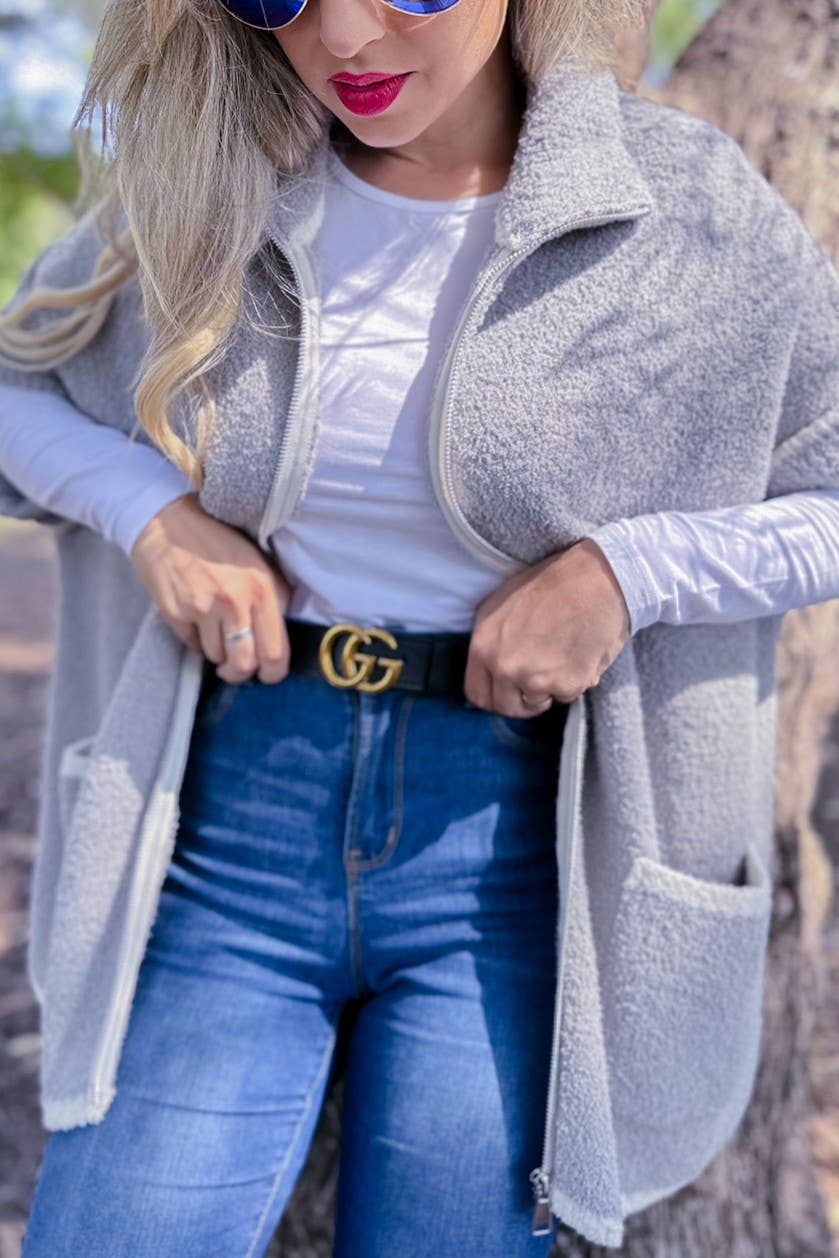 Zip-Up Knit Cardigan with Pockets