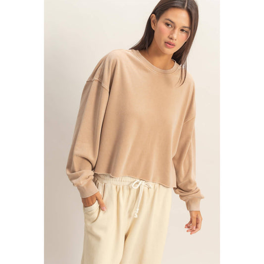 Cropped Mineral Wash Sweatshirt