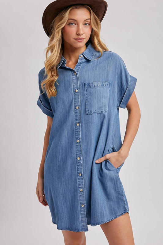 denim button down dress