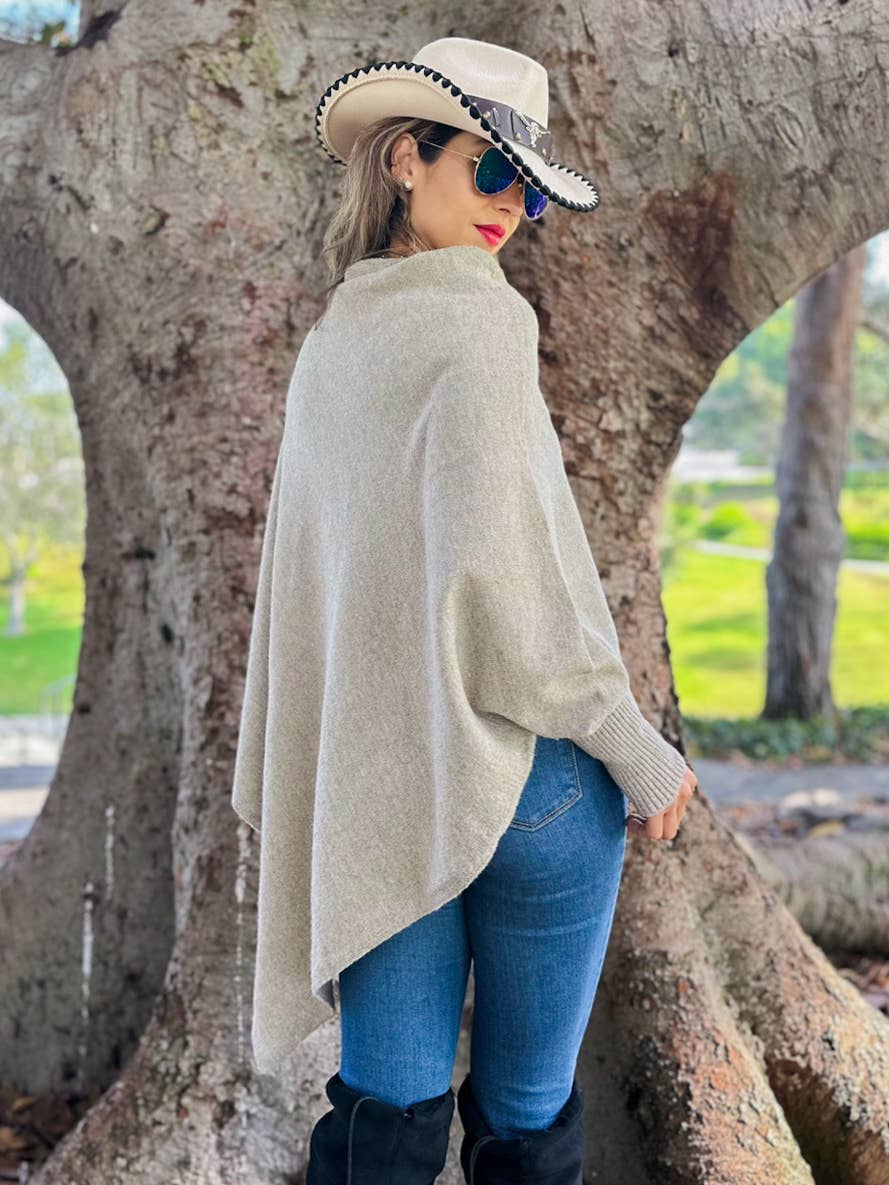Lurex Knit Dolman Poncho Top