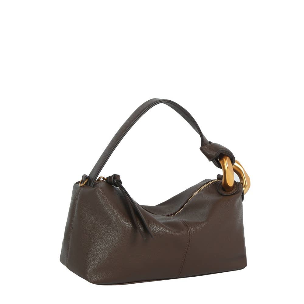 Chunky Link Handle Hobo Baguette Bag