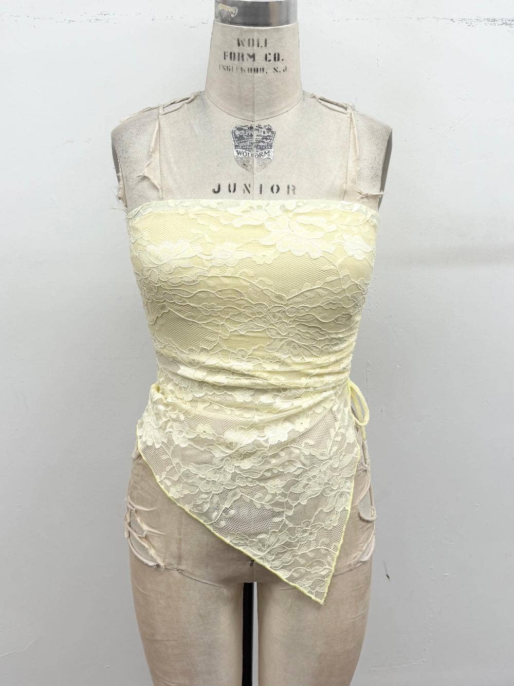 Lace Asymmetrical Strapless Top