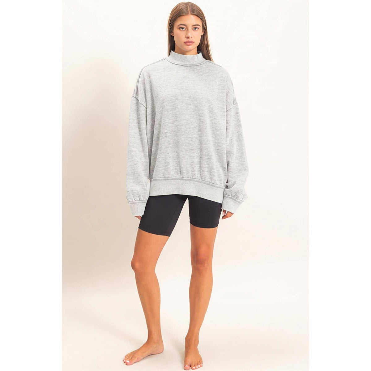 Acid Washed Mock Neck Sweatshirt