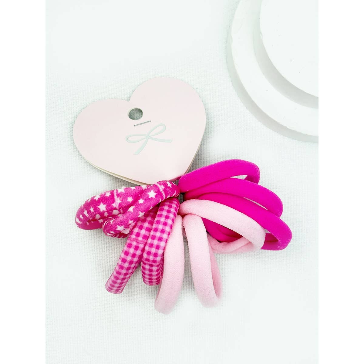 Pink Theme Printed and Solid Combined Hair Tie Set