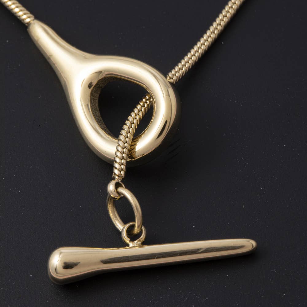 Gold Dipped Toggle Drop Lariat Necklace