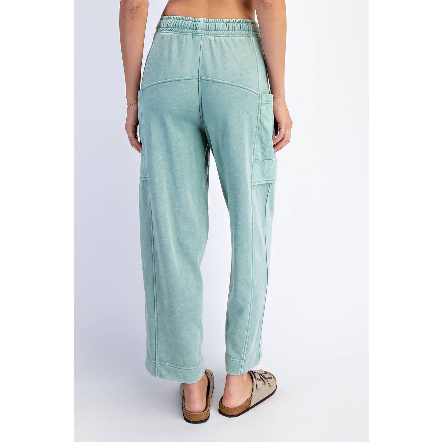 MINERAL WASHED FRENCH TERRY CROPPED CARGO PANT