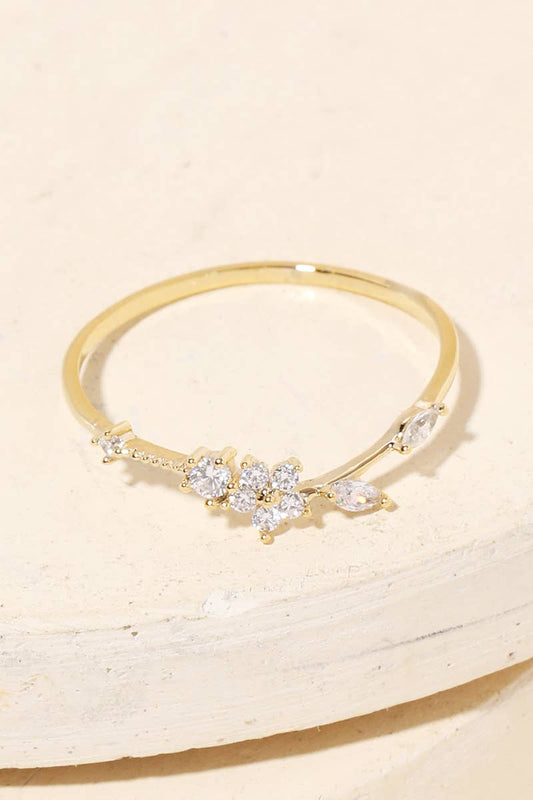 Floral Rhinestone Delicate Ring