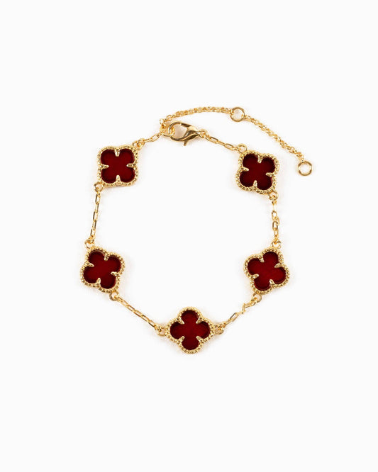 Double Sided Pearl Clover Chain Bracelets