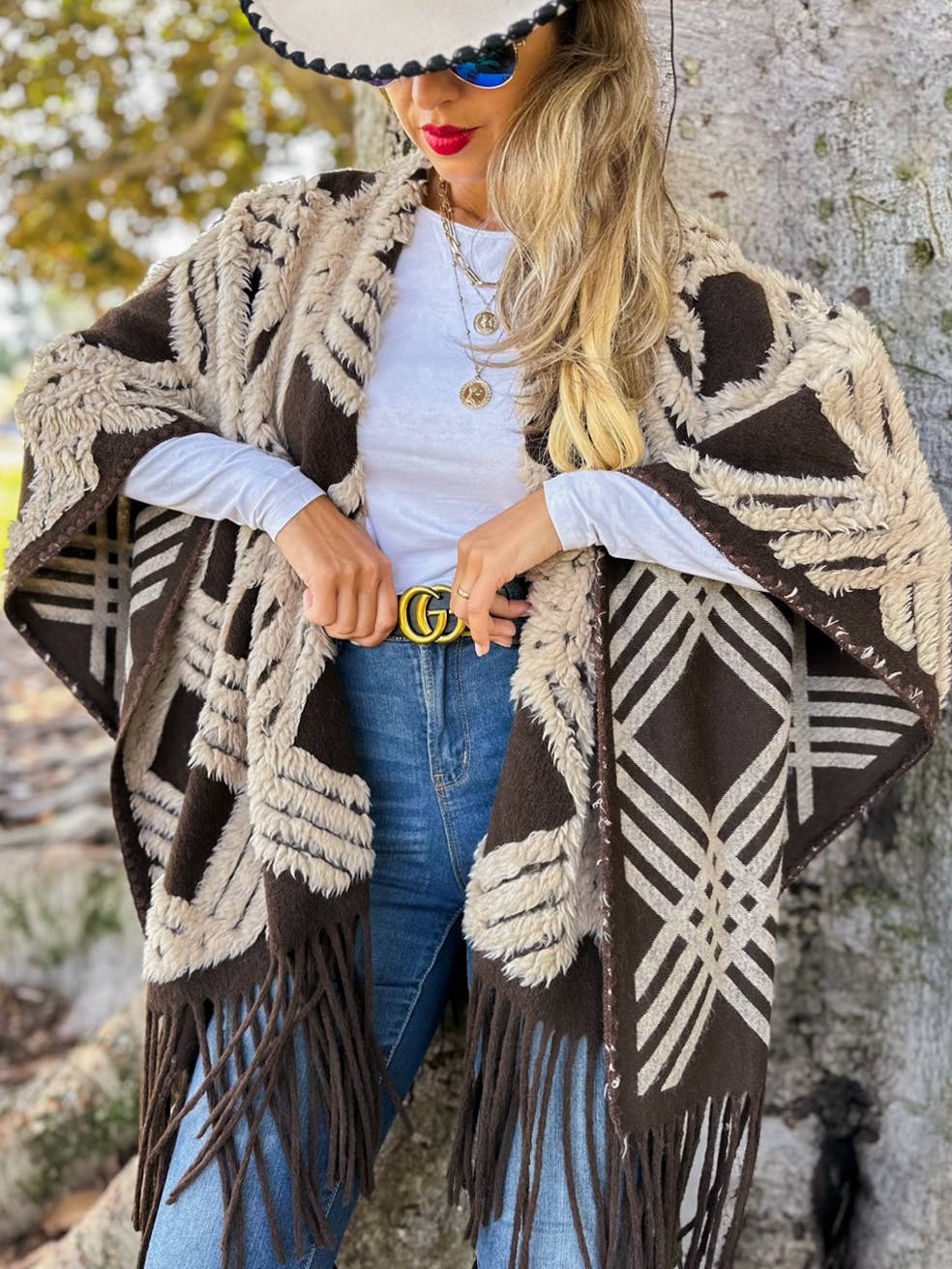 Western Boho 3D Textured Ruana Cardigan