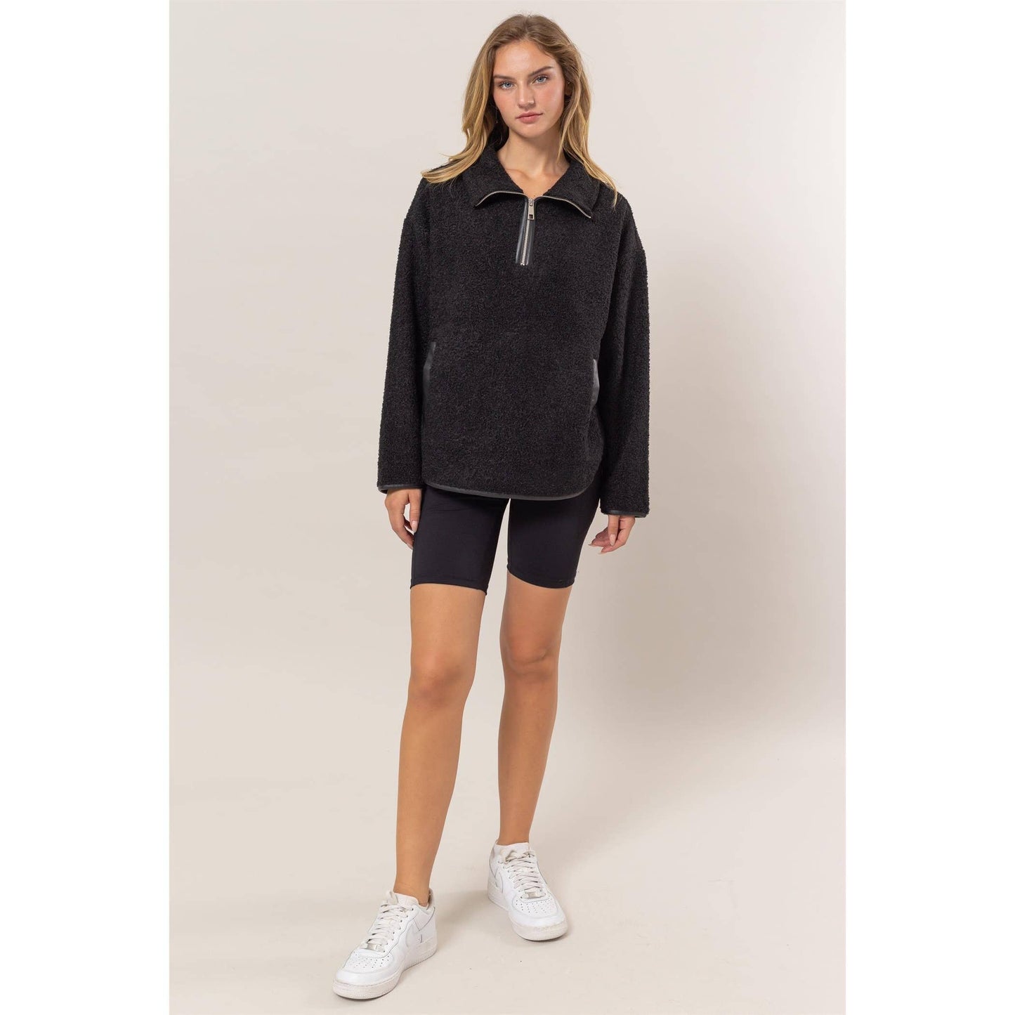 Sherpa Half Zip Collared Pullover