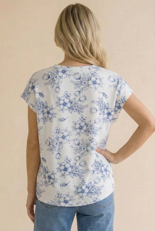 Tulip Floral Print Knit Top