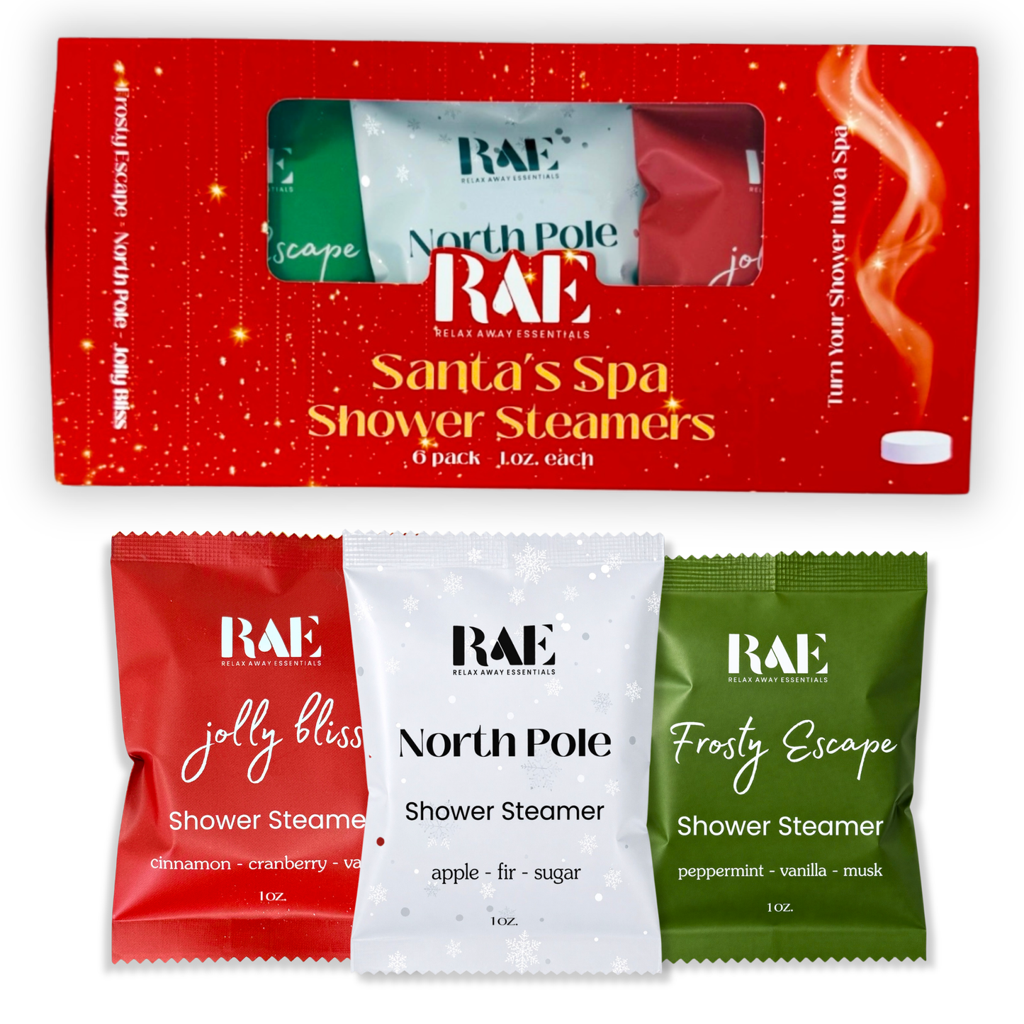 Santa's Spa Shower Steamers 6 Pack - Made in USA