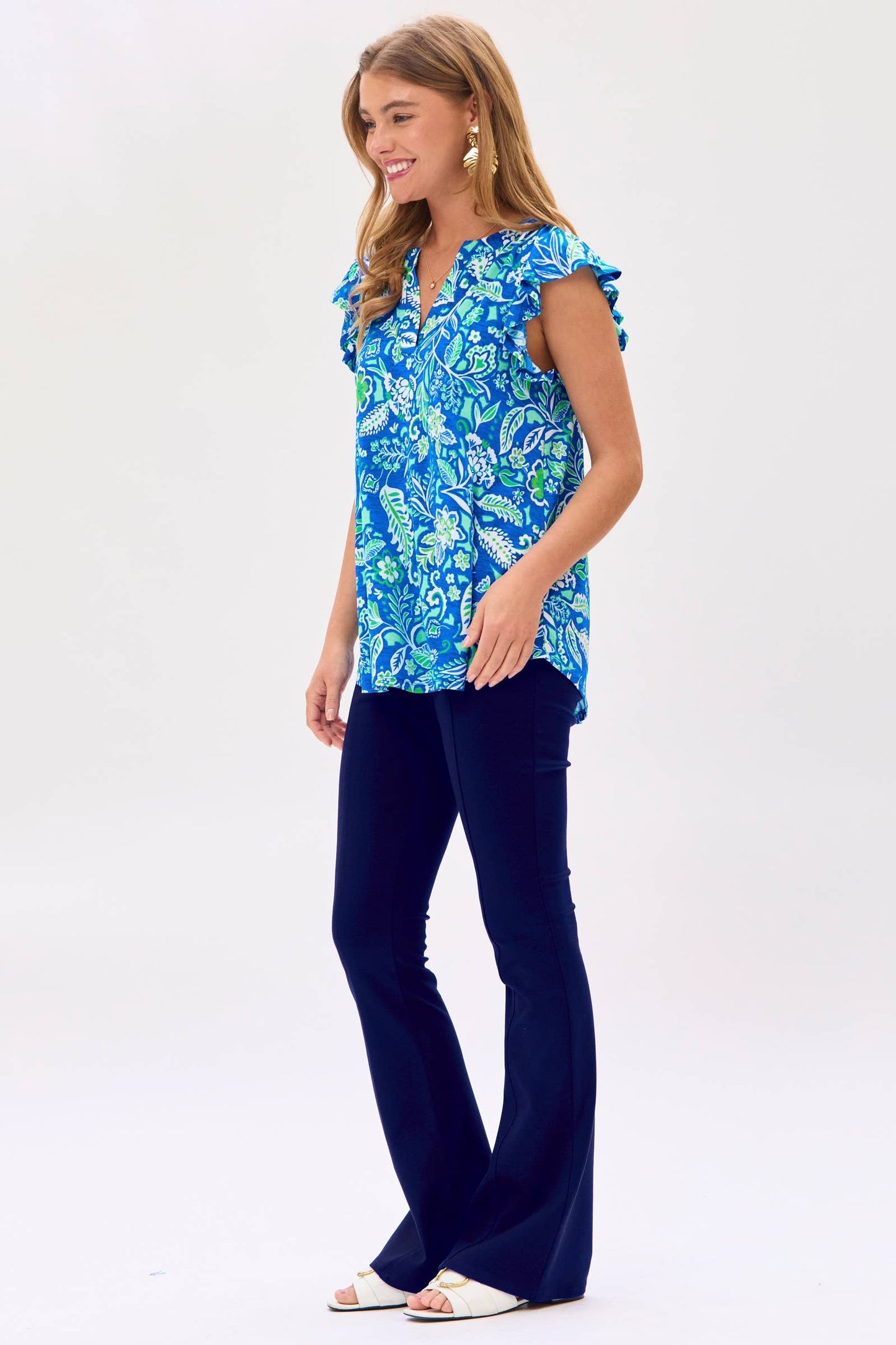 Ruffle Flutter Short Sleeve Top