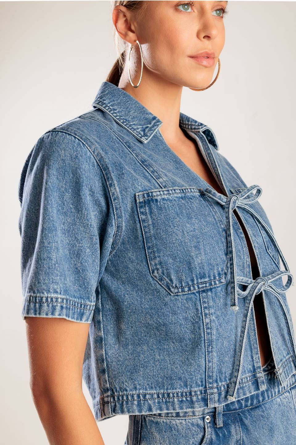 Washed denim top