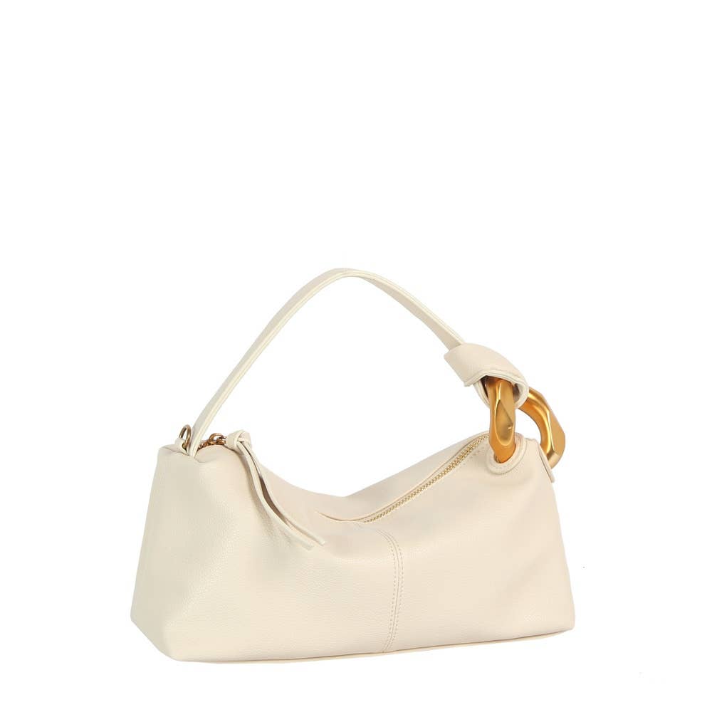 Chunky Link Handle Hobo Baguette Bag