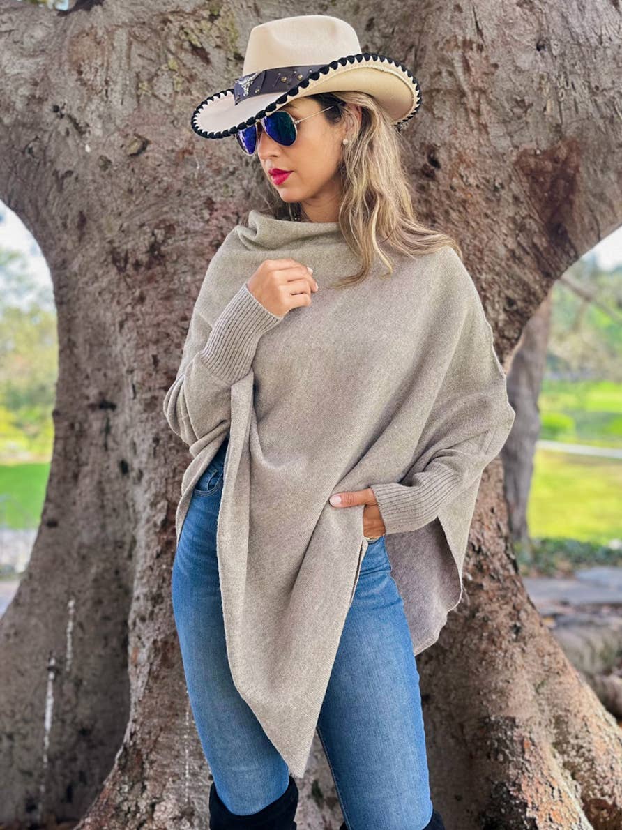 Lurex Knit Dolman Poncho Top