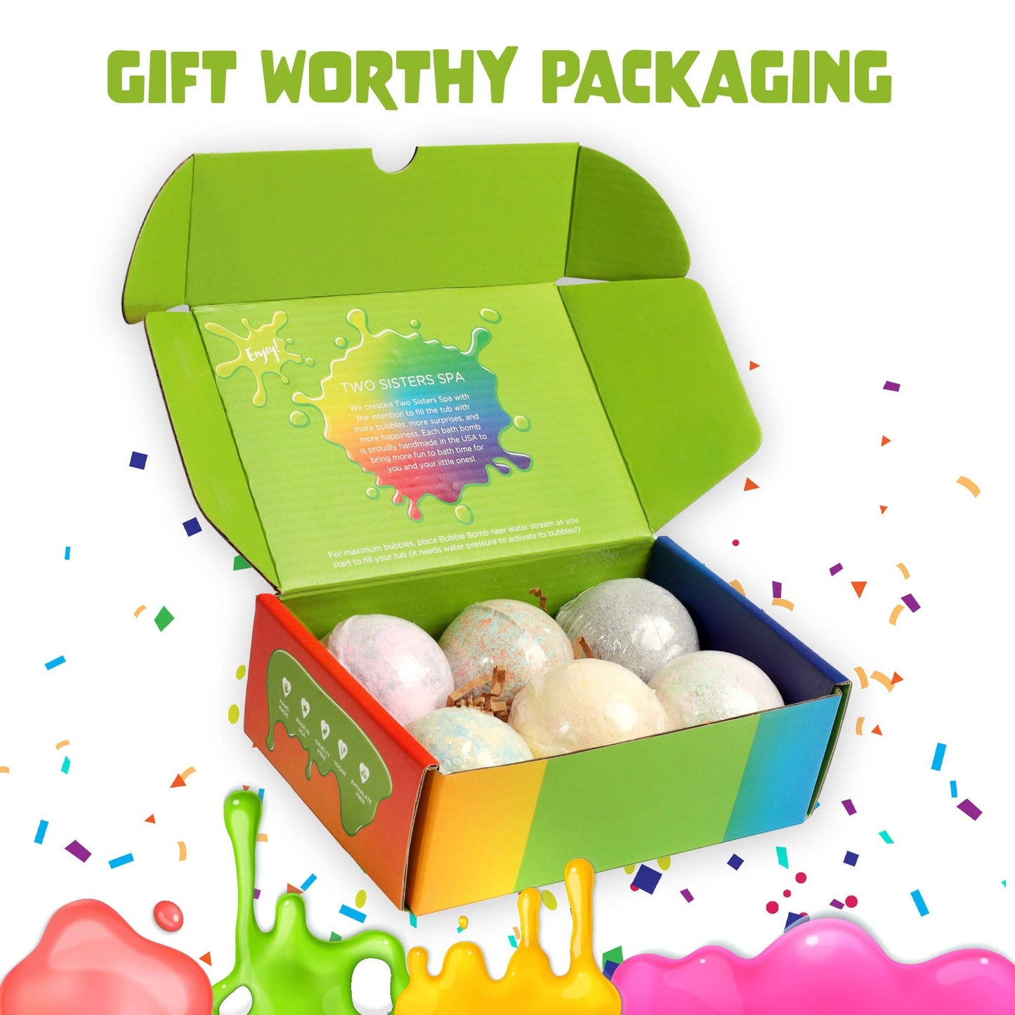 6 Pack Slime Bath Bombs Set with Squishy Slime Toy Inside