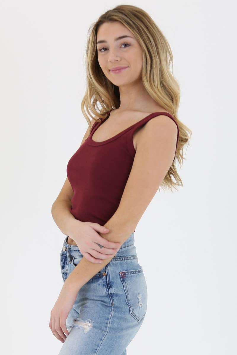 X2CA5-ASIS RIB KNIT SCOOP NECK TANK