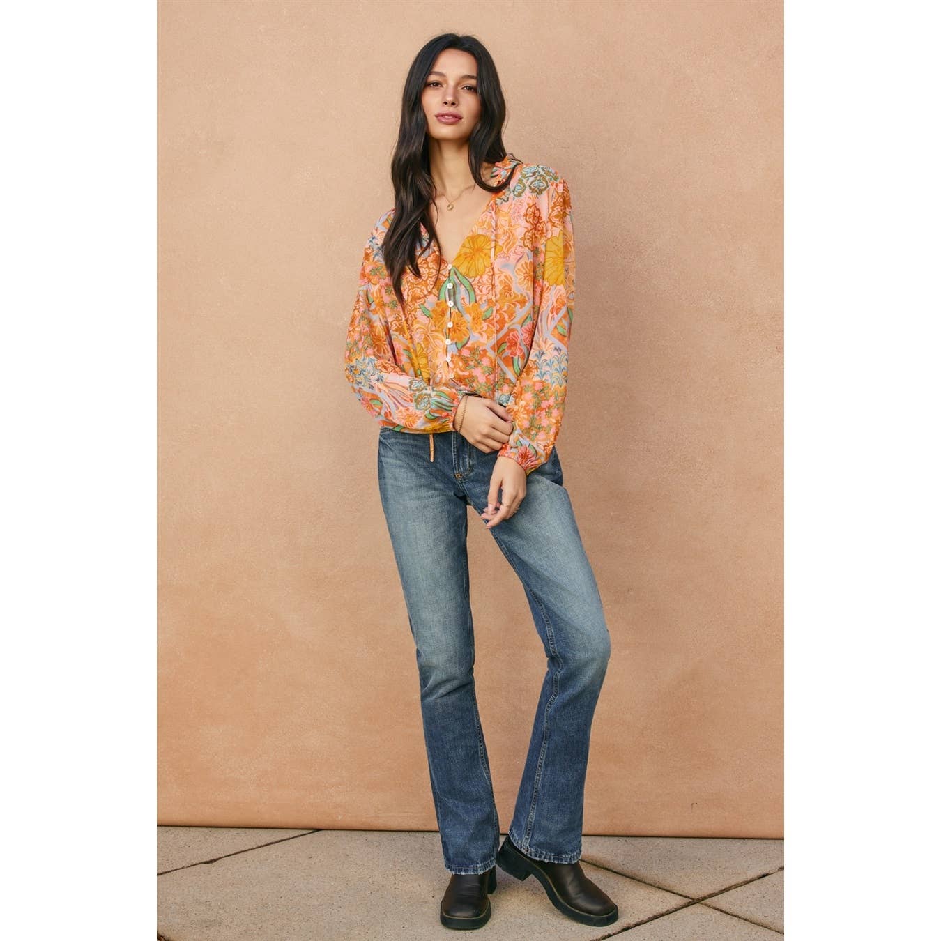 Paisley Balloon Shirring Blouse