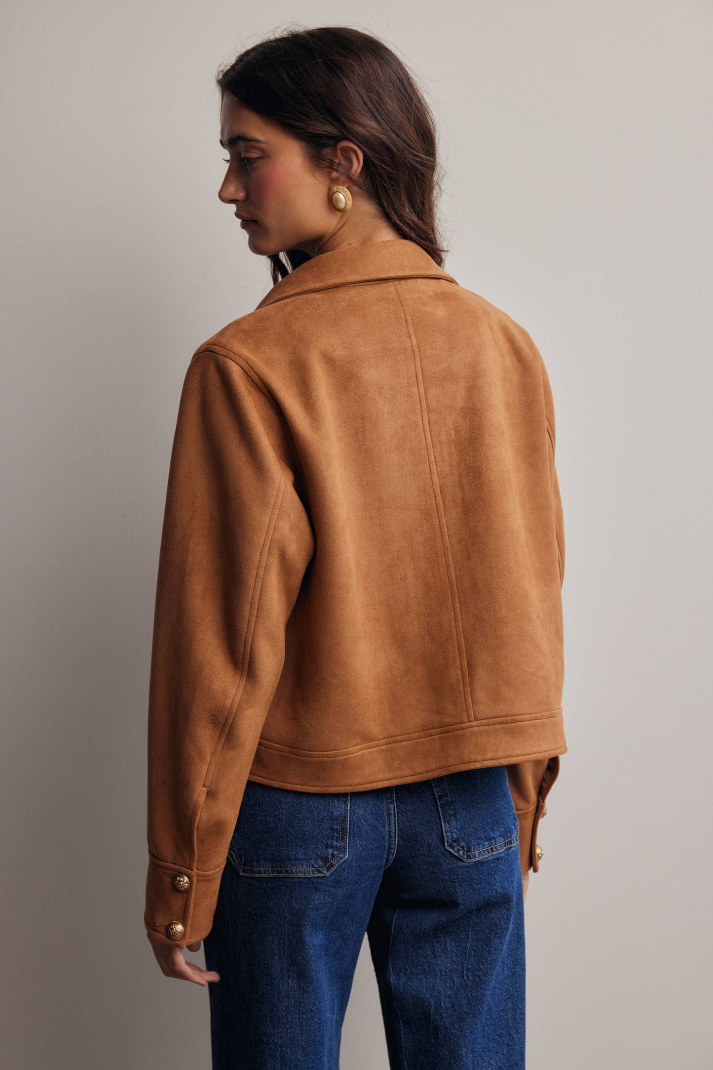 Lined Stretch Suede Utility Jacket FJ0014