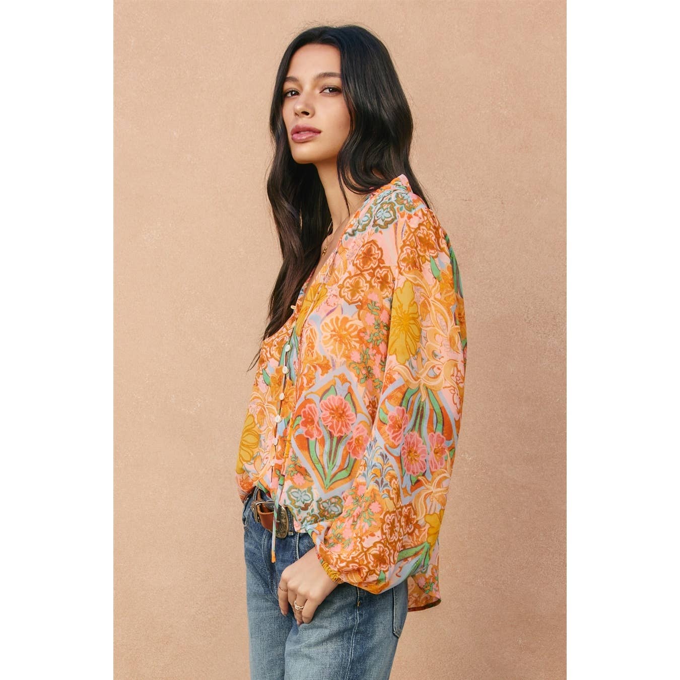 Paisley Balloon Shirring Blouse