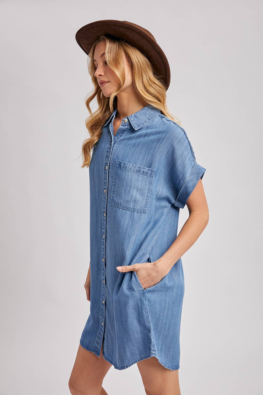 denim button down dress