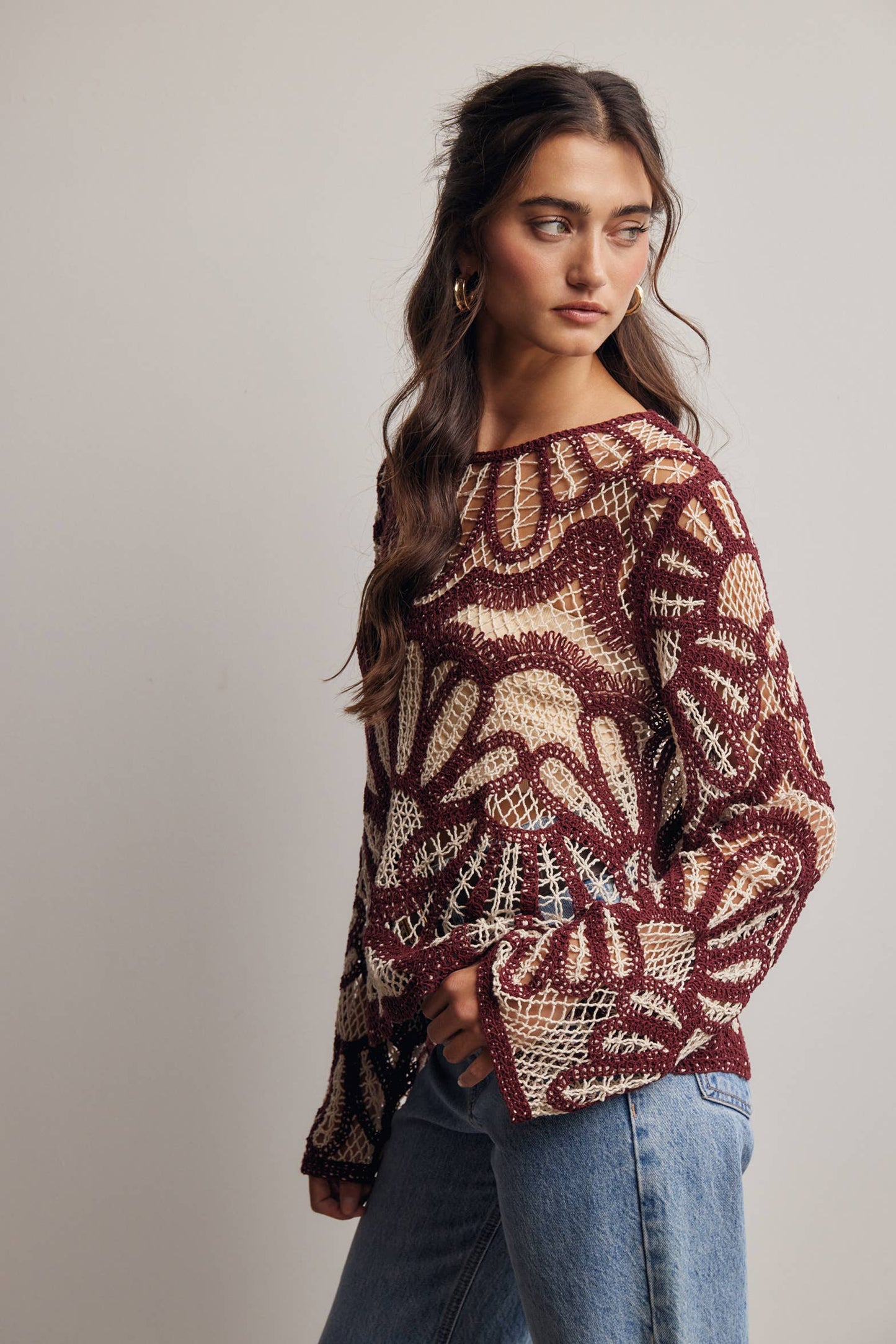 Crochet Floral Pattern Sweater