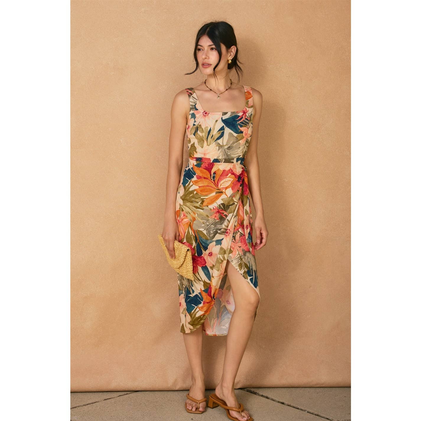 Countryside Bird Tulip Hem Midi Wrap Dress