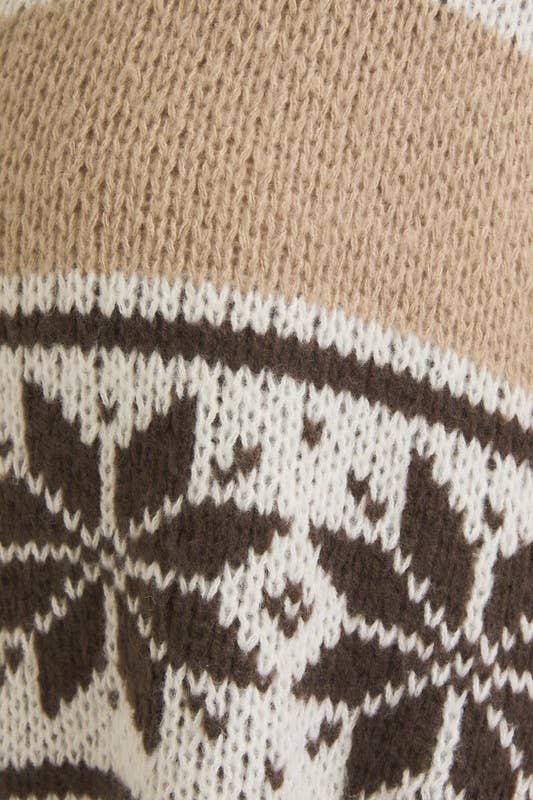 LONG SLEEVE COLLARED FAIR ISLE SWEATER JACKET