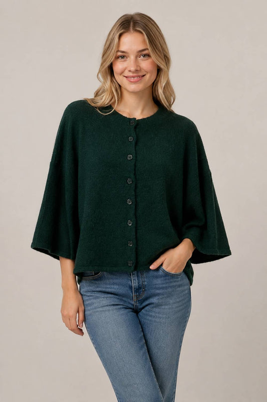 Brushed Knit Cape Cardigan