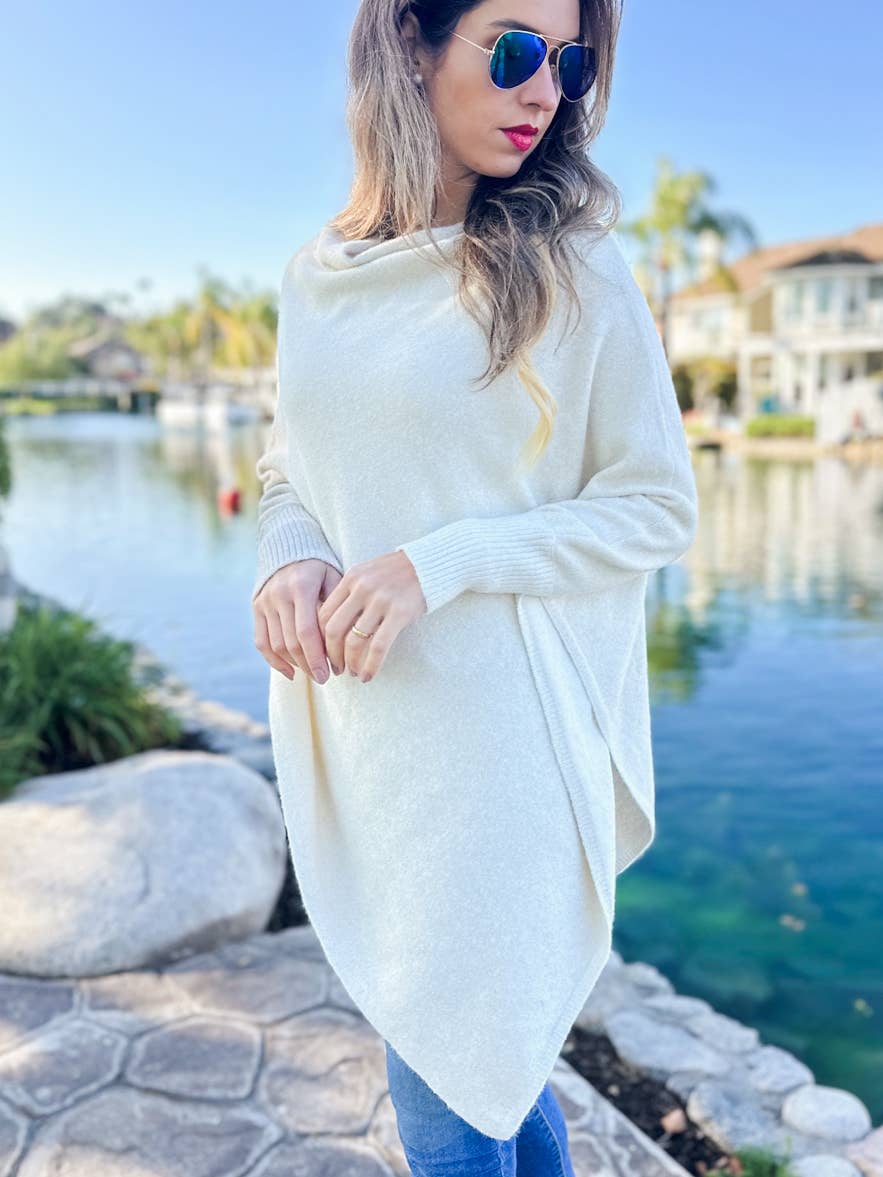 Lurex Knit Dolman Poncho Top