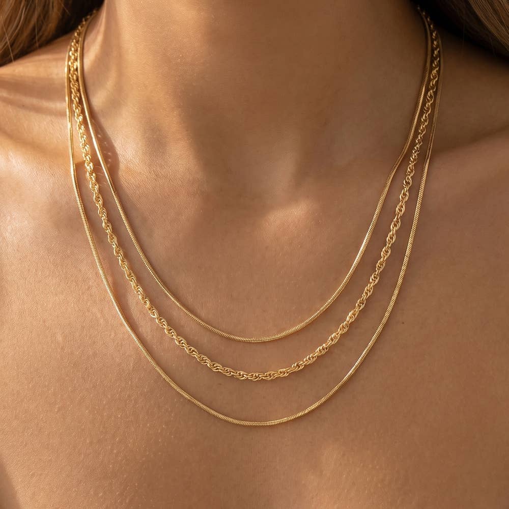 Layered Snake Rope Chain Necklace