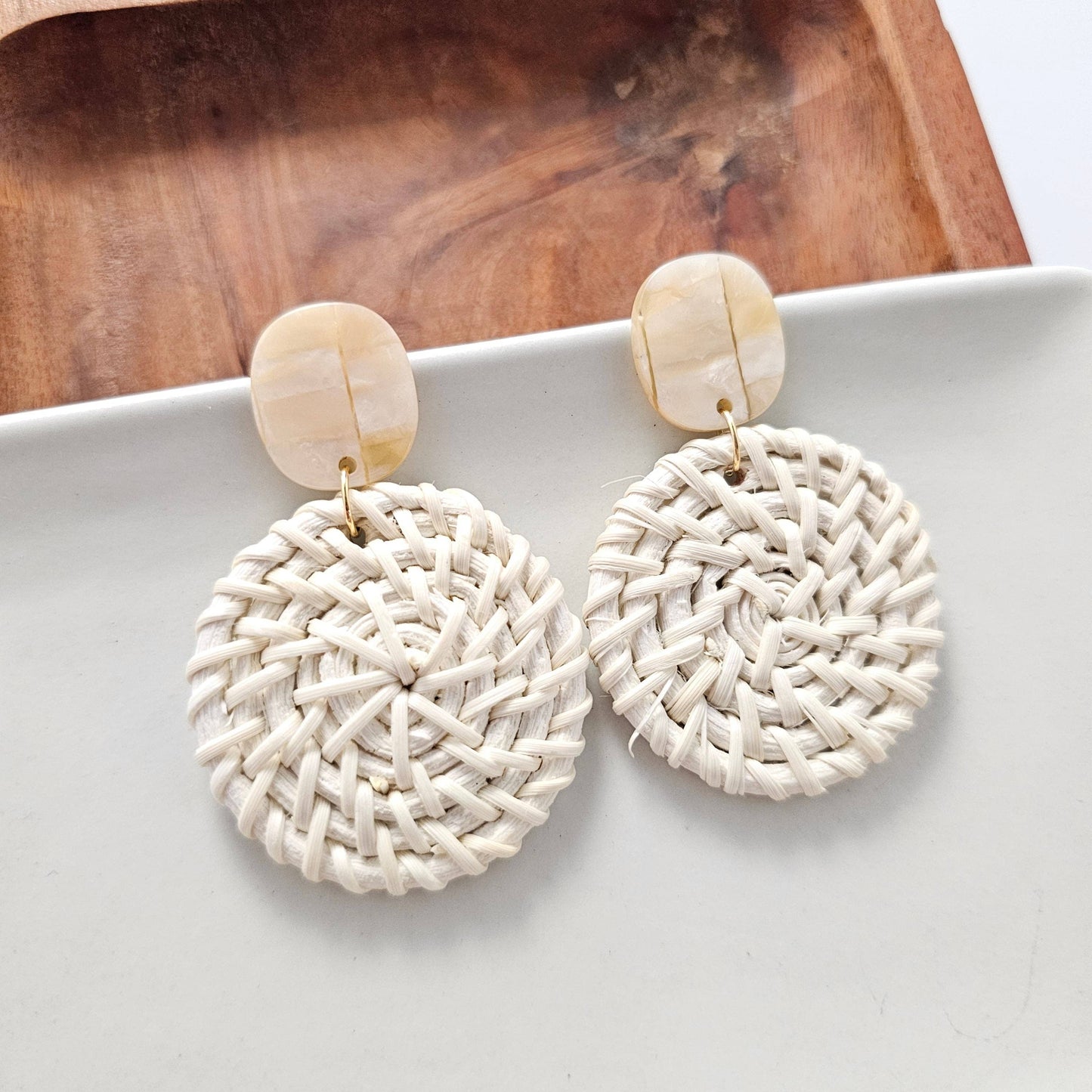 Dominica Earrings - Light Rattan