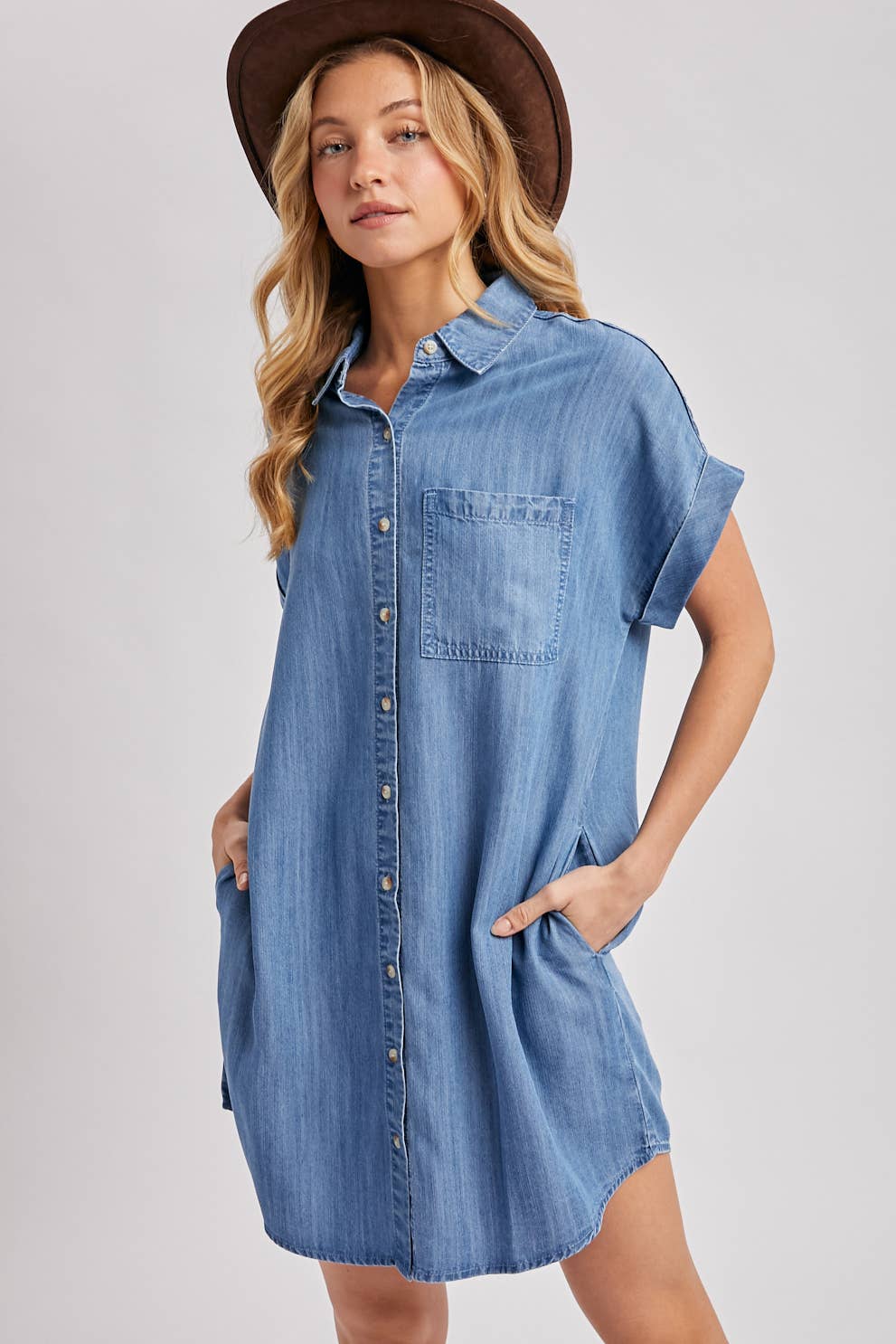 denim button down dress