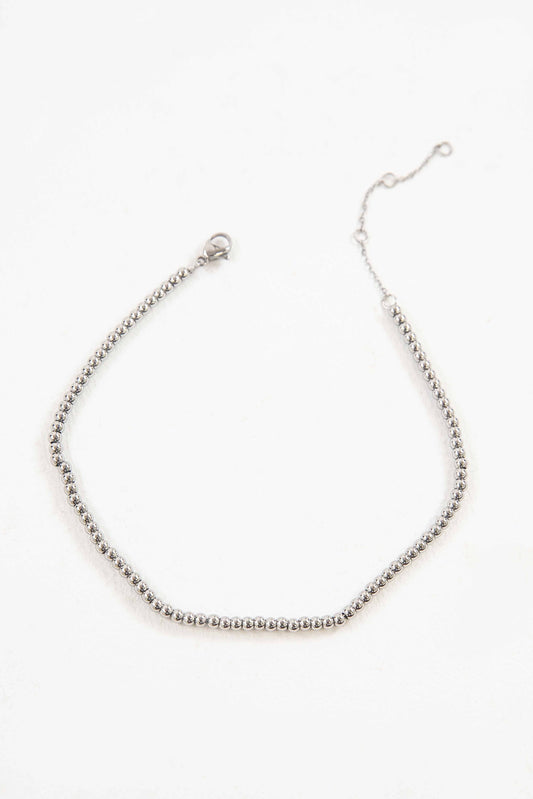 Micro Beaded Anklet | Silver
