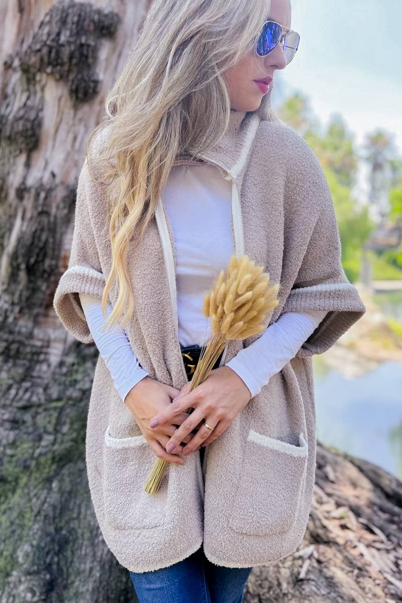 Zip-Up Knit Cardigan with Pockets