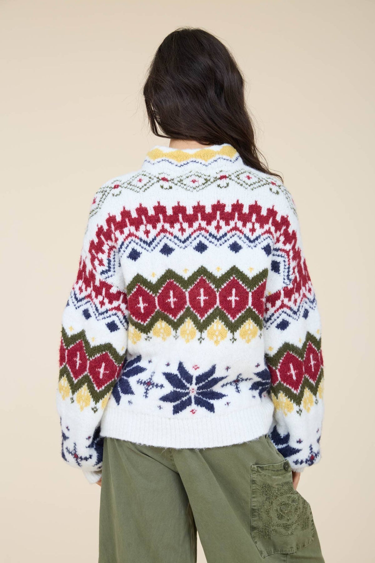 WINTER FAIR ISLE MOCK NECK KNIT SWEATER