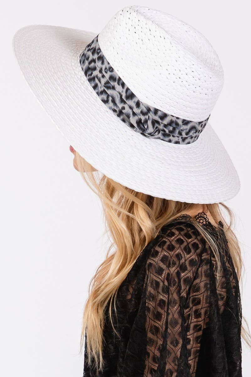 Leopard Band Straw Sun Hat